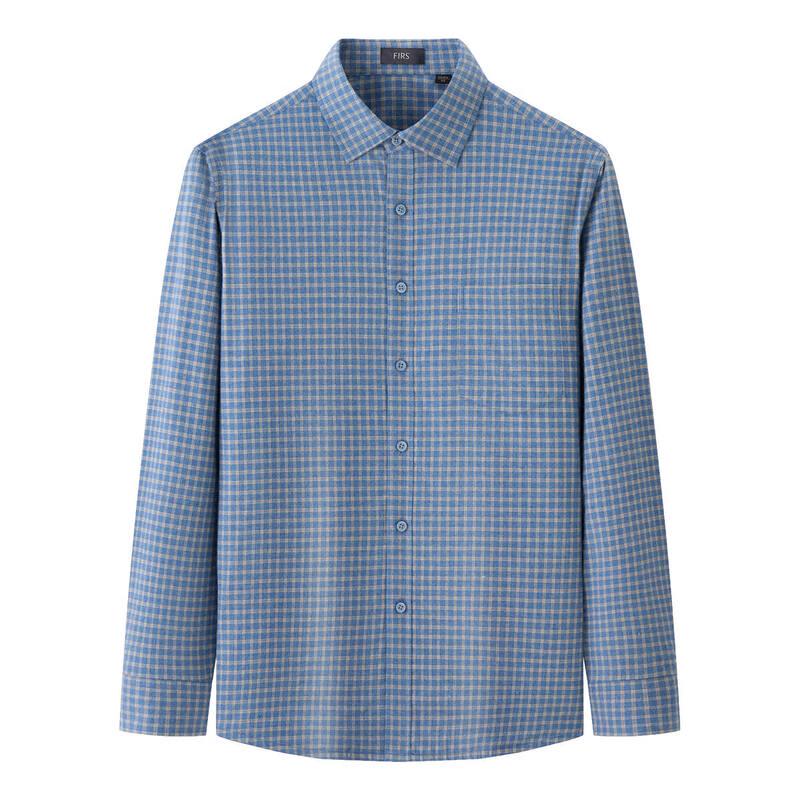 Shanshan Men's Brushed Cotton Long Sleeve Warm Shirt
