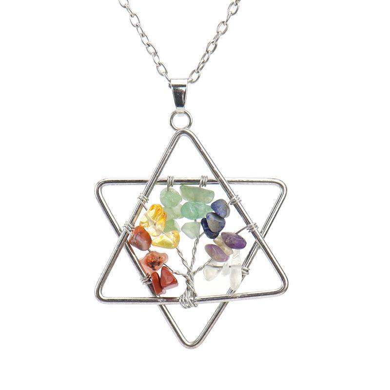 Ручная работа Аметистовое Хрустальное Денежное Дерево Ожерелье - Шестиконечная Звезда Дизайн с Обмоткой Проволокой