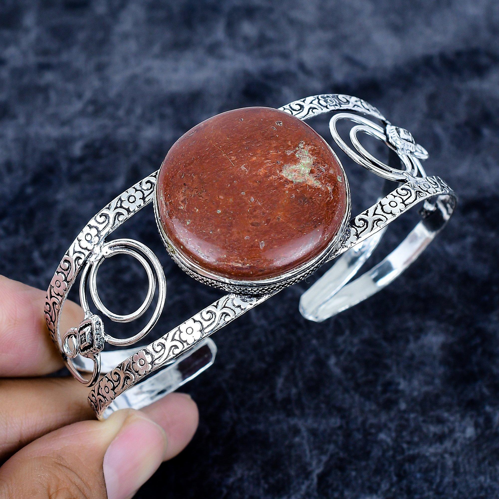 

Dragon Blood Gemstone Handmade 925 Sterling Silver Cuff Bangle Adjustable MM-3499