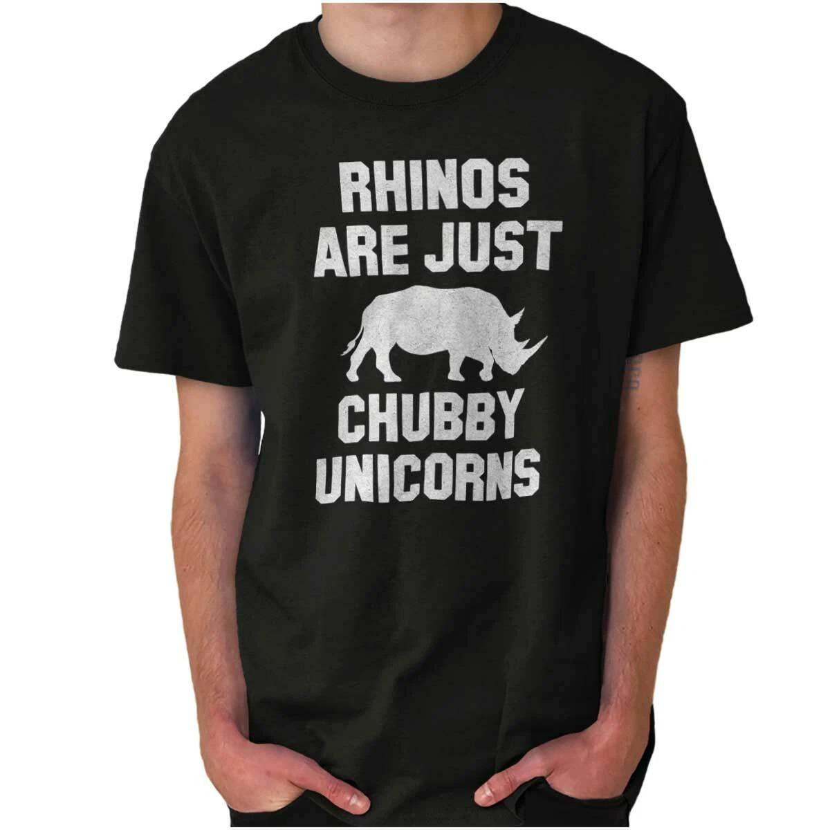 Rhinos Are Just Chubby Unicorns Magical Cute Womens or Mens Crewneck T Shirt Tee M