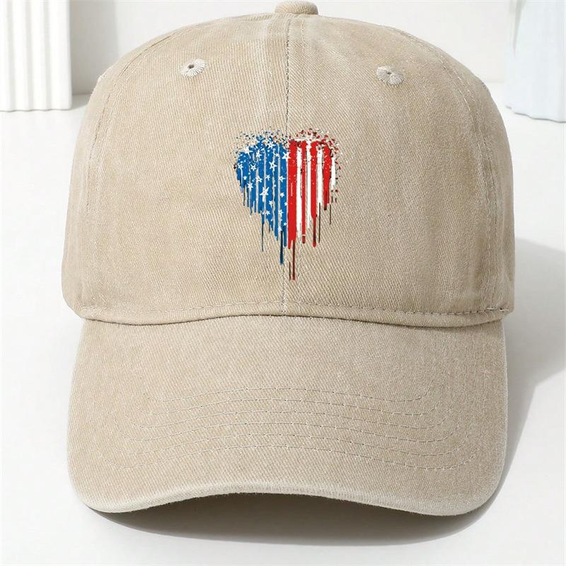 

Heart-print baseball cap, American Independence Day flag cap, suitable for holiday parties, stage performances, and company team building M（56-58cm）