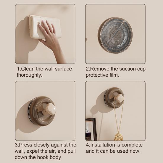 Suction Cup Hook Wall Mounted Hook Bag Key Hanger No Drilling Installation Heavy Duty Hanger for Kitchen Bathroom Bedroom