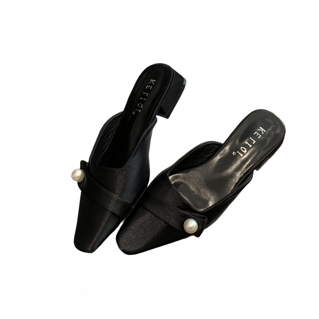 Fashion Shoes Low Hoof Heels PU Fabric Rubber Rome Low Shoes Rome Fabric PU Rubber Hoof