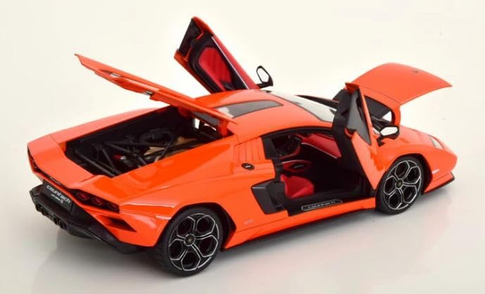 Maisto Lamborghini Countach LPI800-4 Orange 1/18 Scale Special Edition Model with Display Base, Openable Doors, and Working Suspension