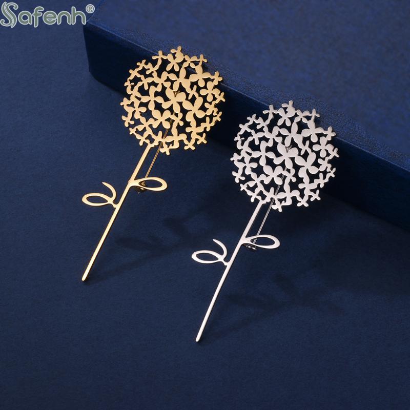 Trendy Stainless Steel Dandelion Brooches For Women Plant Pins Casual Party Accessories Luxury Gifts Friends