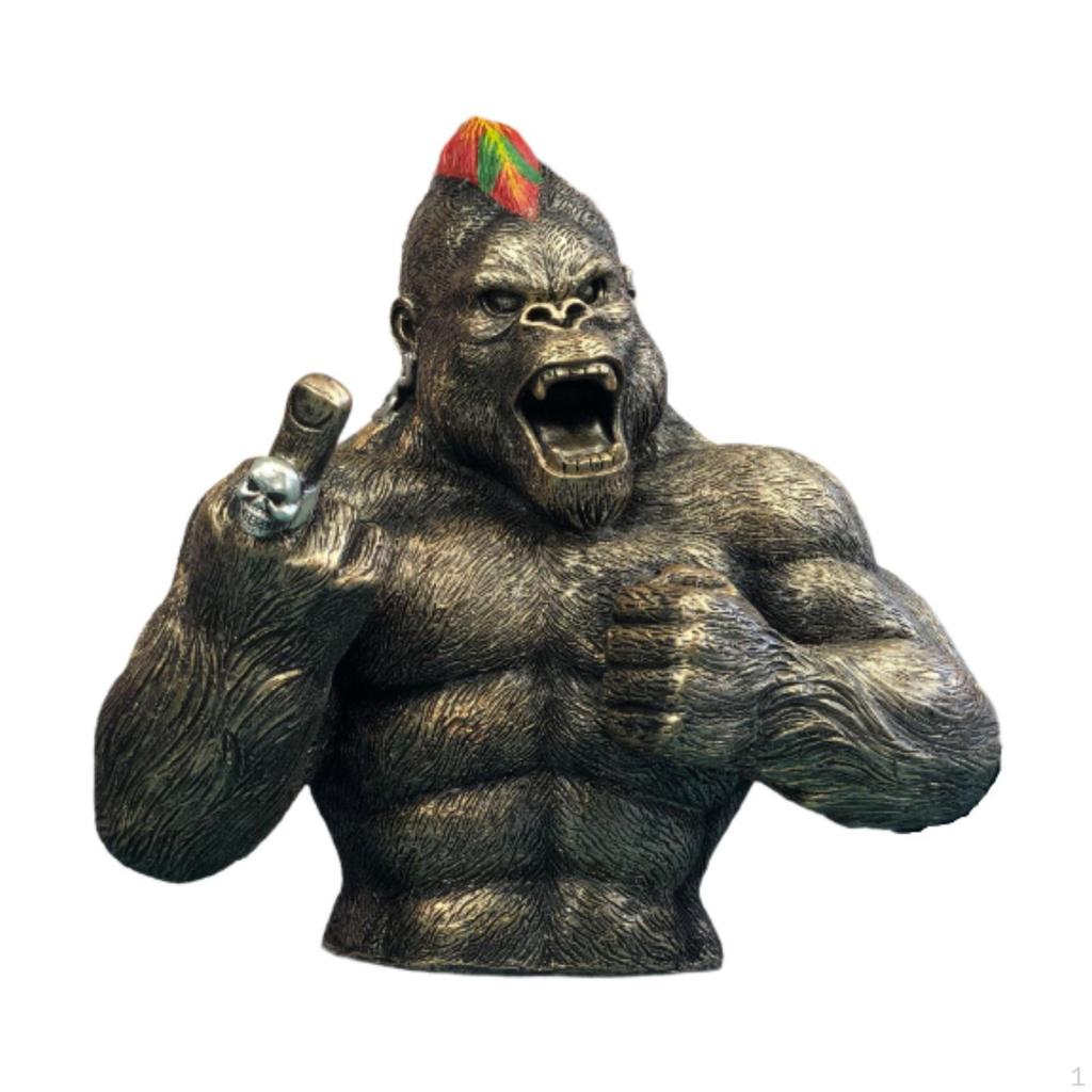 Resin Figurine Gift Artwork Gorilla Statue for Bedroom Fireplace Living Room Black