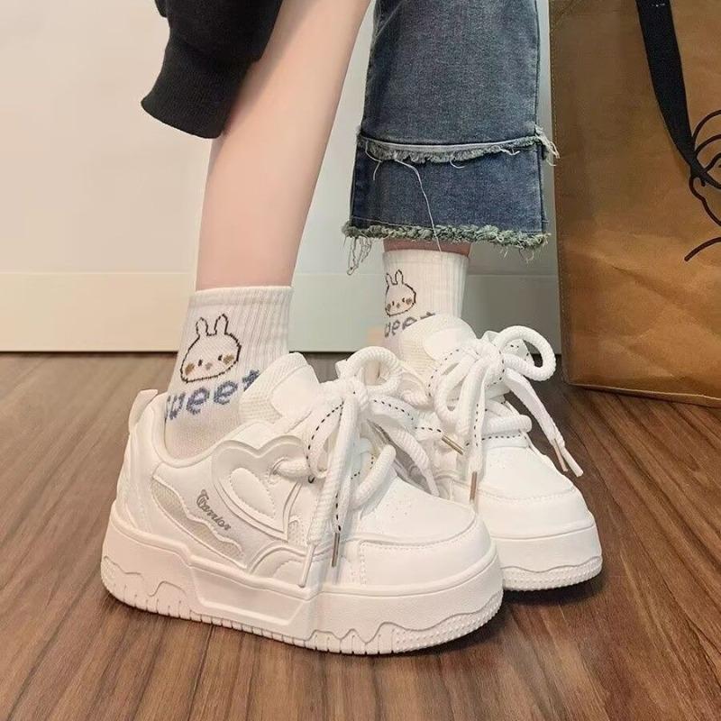 Thick Baseplate Shoes Women's New Autumn Versatile Shoes Women's Shoes Niche Dopamine White Shoes