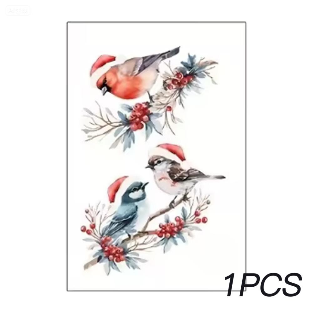 

1-5Pcs Christmas Bird And Tree Branch Window Static Stickers Waterproof Suitable For Home Kitchen Office Festive Christmas Decor