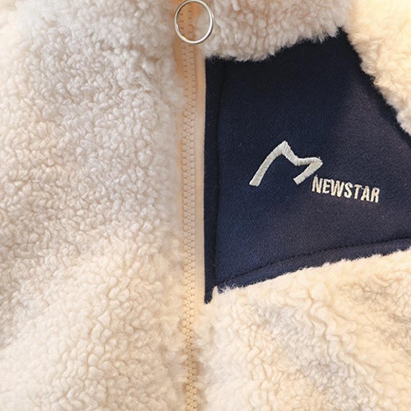 Solid Fur Kids O Coat Neck Full Sleeve Zipper Patchwork Puls Velect Thicken Children Winter Warm Casual Cute Jacket