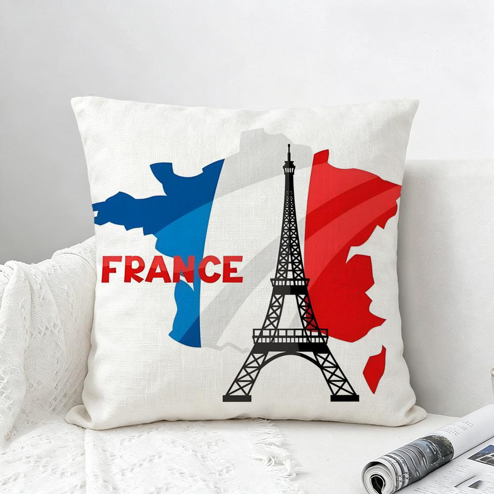 Flagge Frankreich Flagge Kissenbezug Natürliches Leinen Kissenbezug Set All-in-One Dekoration für Sofa Schlafzimmer Stuhl