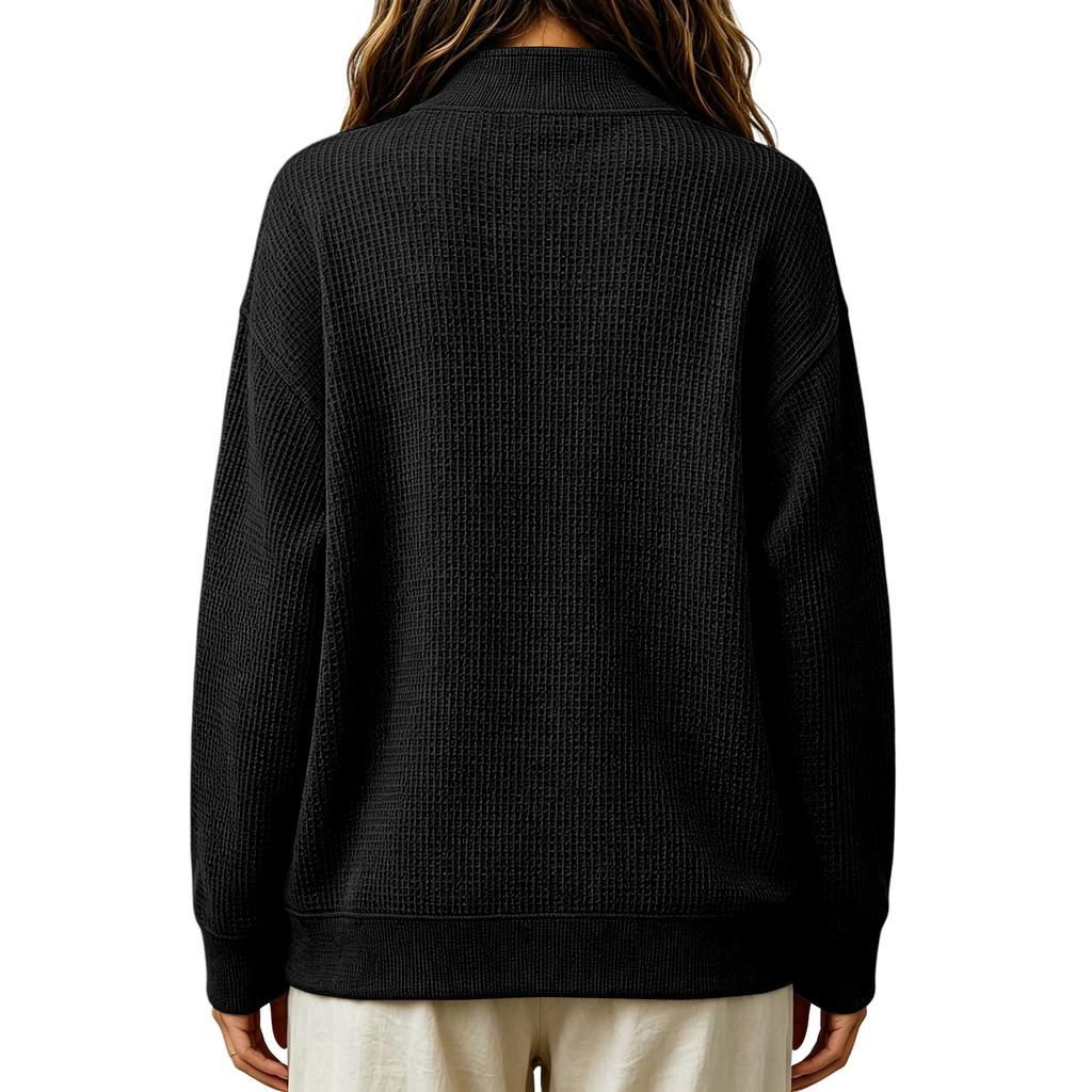 Women's Casual V-Neck Long Sleeve Loose Fit Sweatshirt