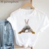 2024 Cute Rabbit Chubby Butt Animal Printed Tshirt Women Funny Tshirt Femme Summer Tops Harajuku Shirt Female T-Shirt