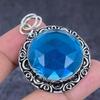 Natural Blue Topaz Gemstone 925 Sterling Silver Jewelry Pendant 2.13" F3W66