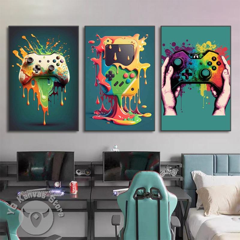 Colorful Game Controller Wall Art Poster Prints Nordic Aesthetic Picture Canvas Painting Gaming Boy Room Home Decoration