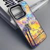 Bunte Ölgemälde Landschaft Handyhülle Für iPhone 16 15 14 13 12 11 Pro Max Grau Schwarz Handyhüllen Matt Laser Metallisch Aurora Funda