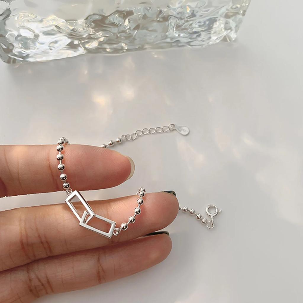 Kupfer Geometrisch Quadrat Rund Perlenarmband Für Frauen Persönlichkeit Temperament Einfacher Hand Schmuck Party