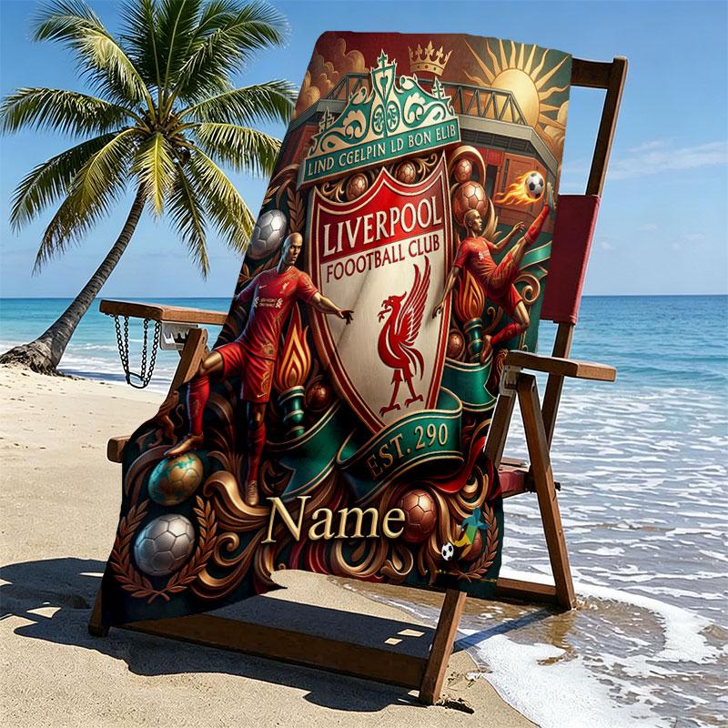 Custom Name Personalized LFC Print Beach Towel, for Trip Camping Beach Party Home Decor, Birthday Gift for Family & Friends