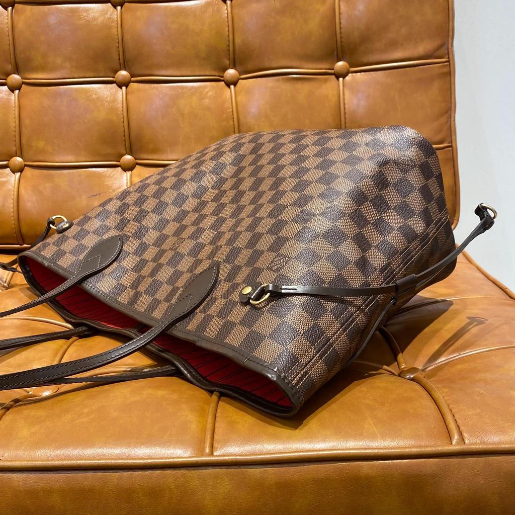 [Pre-Owned] Neverfull Mm Checkered Coated Canvas With Leather Trim Tote Bag - Excellent #XPCAA6