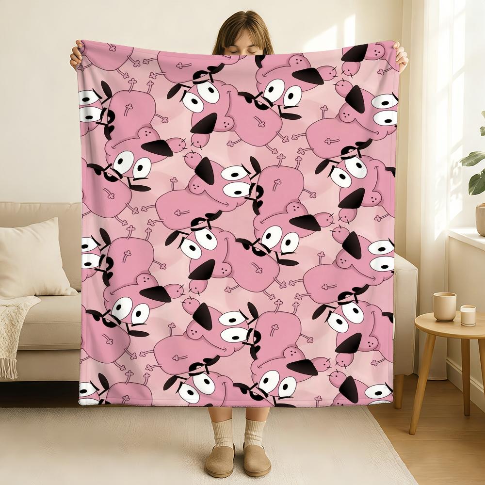 Coperta Cartoon C-Courage the C-Cowardly D-Dog Morbida e Delicata sulla Pelle per Divano Letto Pisolino Copriletto Piumone per Tutte le Stagioni