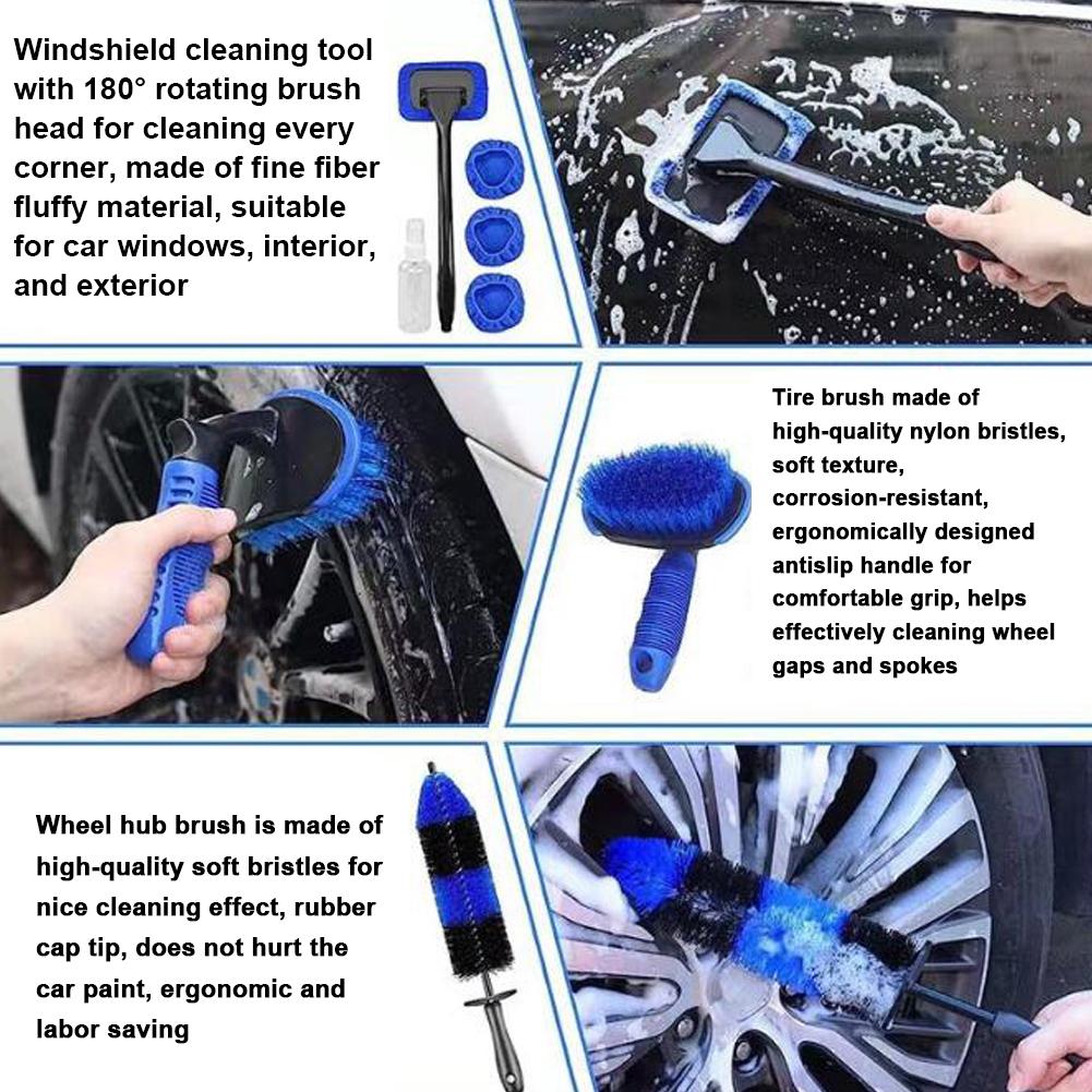25pcs Car Detailing Brush Set Automobile Wash Cleaning Tools Kit Detailing Drill Brush Set for Car Interior Exterior