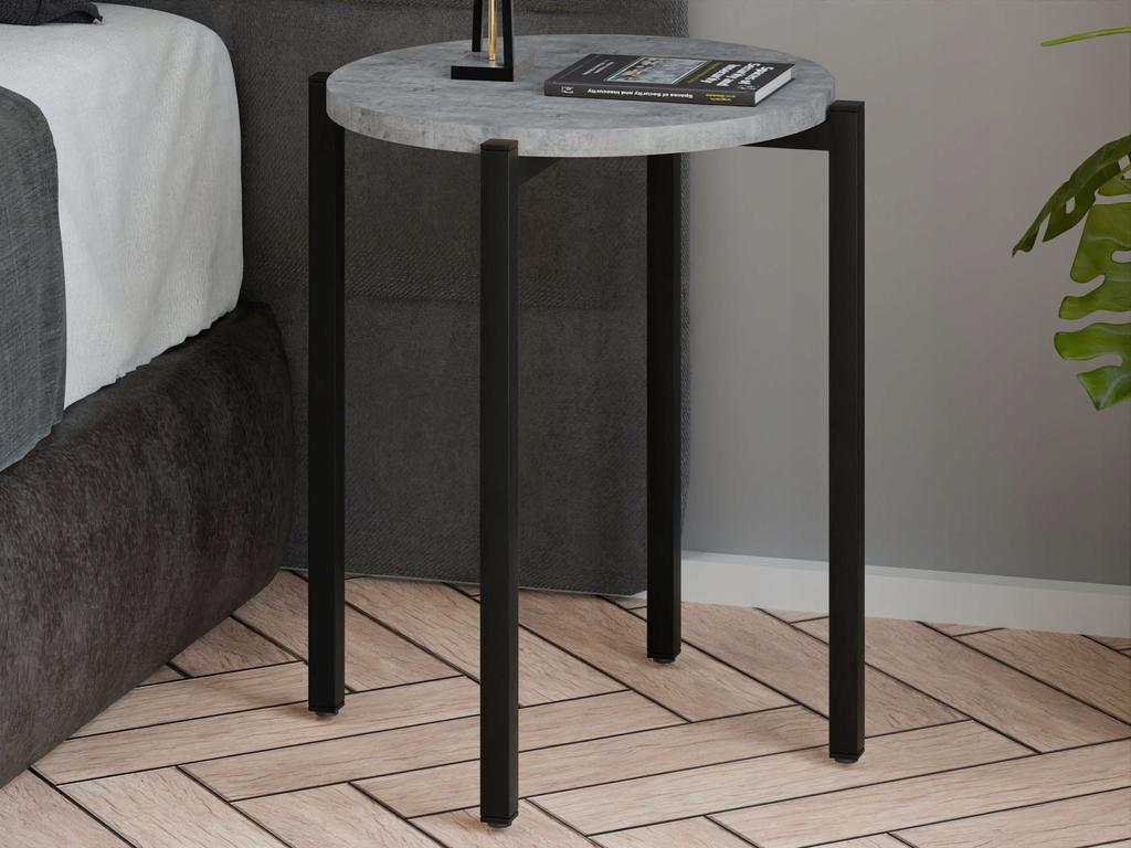 Stolik Nocny Okrągły Loft 35X35X46 Cm Metalowy Czarny