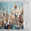 3D Stereo Beautiful Flower Printing Bathroom Curtain Waterproof Polyester Shower Curtain Home Decoration Curtain with Hooks
