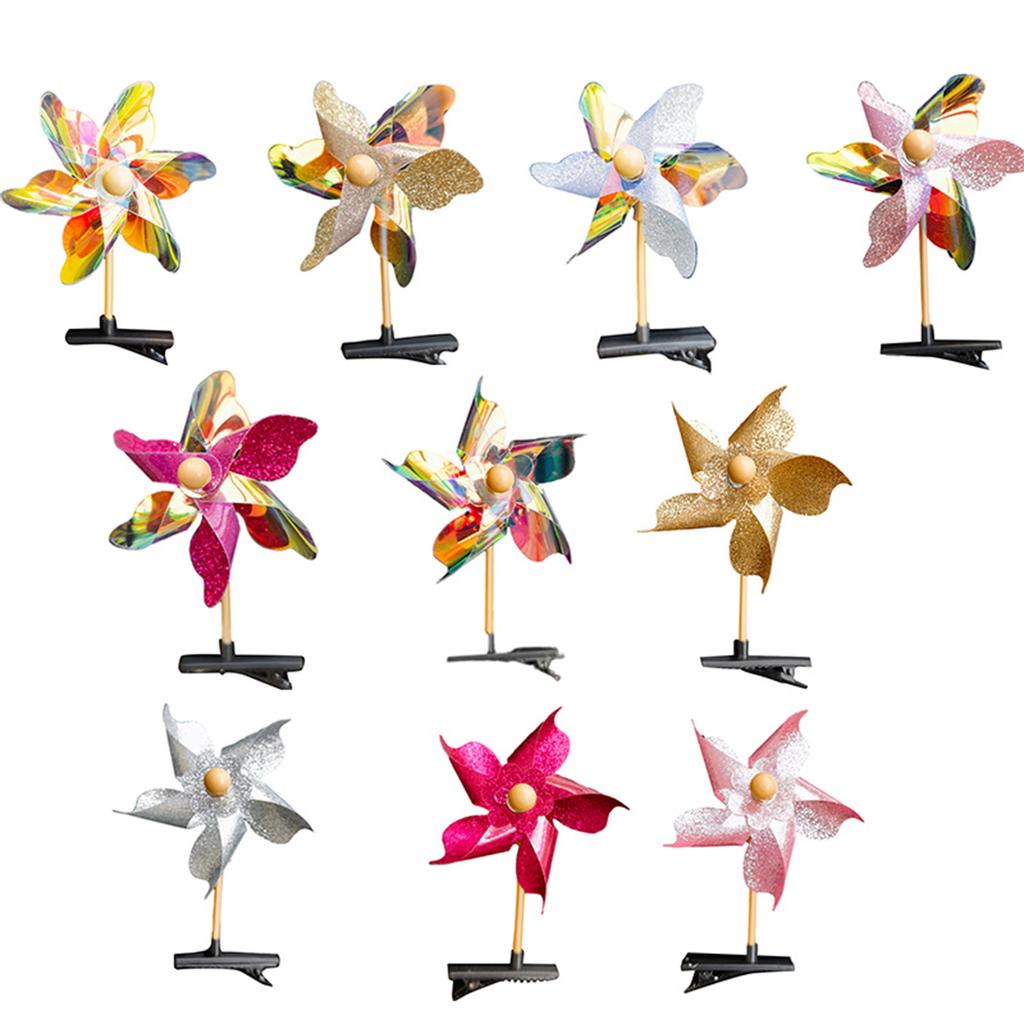 Colorful Windmill Shape Hair Pin Carnivals Birthday Party Christmas Hair Clip