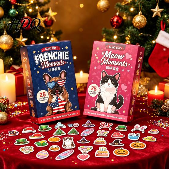 Acrylic Christmas Ornament Advent Calendar 2026 Dog/Cat Moments 24 Days Countdown Small Surprise with Accessories Collectible Gifts for Holiday Home
