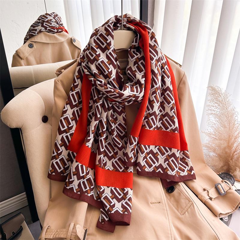 2024 Autumn/Winter New Extended Cotton And Hemp Sunscreen Warm Shawl Neck Versatile Headscarf For Women