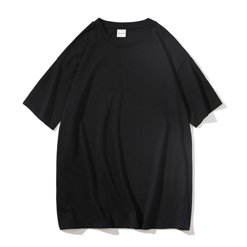 Sommer Einfarbig Reine Baumwolle T-Shirts Damen Harajuku Übergroß Kurzarm Y2k Tops Unisex Koreanische Streetwear Lässig Basic T-Shirt Weiblich Gute Qualität L schwarz