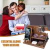 1Pc Multi-functional Wooden Telephone Extension Base Bedside Table Desktop Organizer Storage Rack Mobile Phone Holder.