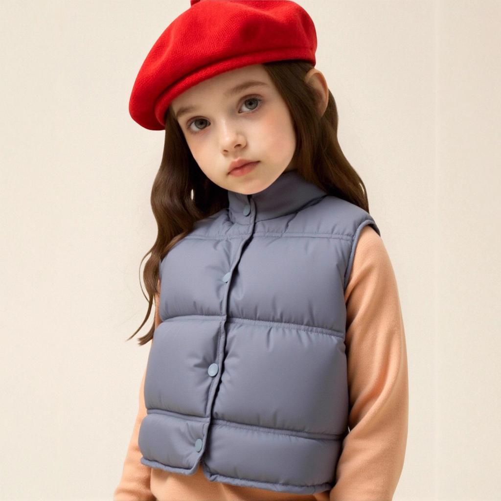 Children's Vest Thickened Autumn/Winter Vest Stylish Outerwear Vest Short-Sleeve Loose-Fit Jacket for Boys & Girls