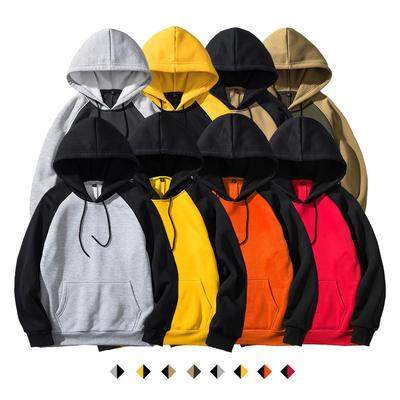 Herbst und Winter Neues Fleece-Herren-Sweatshirt Street-Insert-Farb-Kapuzenjacke Mehrfarbiges Color-Blocking-Sweatshirt Herren-Stil