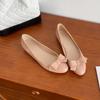 Non-tiring Feet French Inside Heightened Patent Leather Bow Shallow Single Shoes Women's Small Round Toe Comfortable Flats