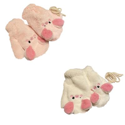 Adorkable Plush Gloves Mitts Cartoon Piglet Mittens Thicken Mitten Furry Gloves