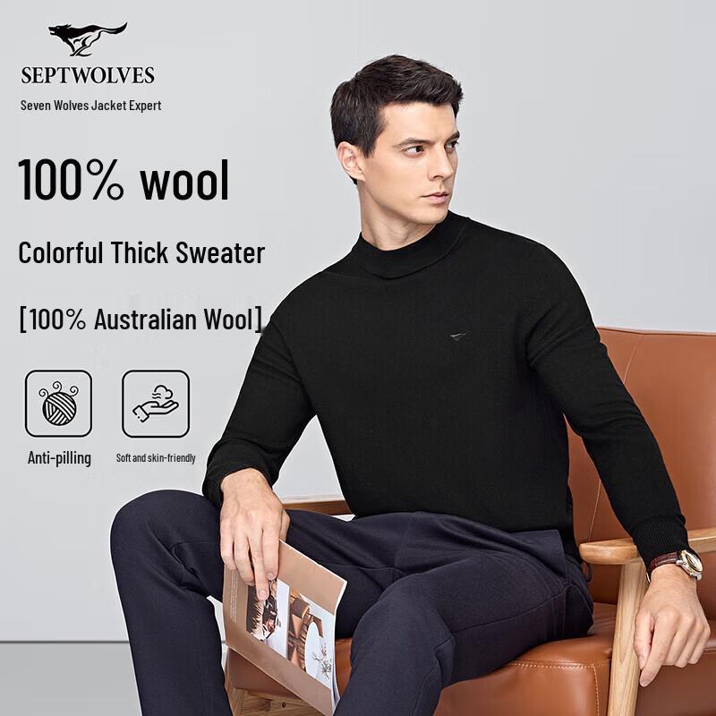 Qipilang Men s 100% Merino Wool Round Neck Sweater XL