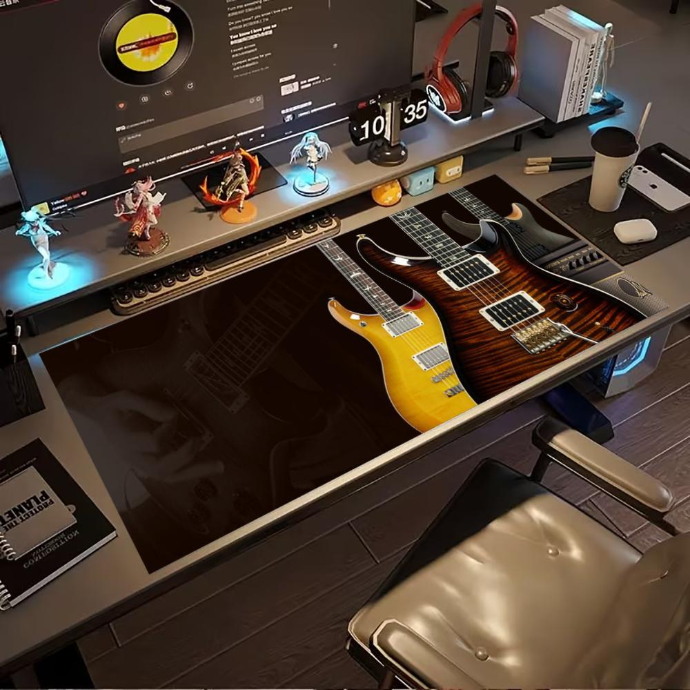 Electric Guitar Extended Gaming Mouse Pad AntiSlip Desk Mat Stitched Edge Aesthetic Decor For Pc Gamer Office Setup