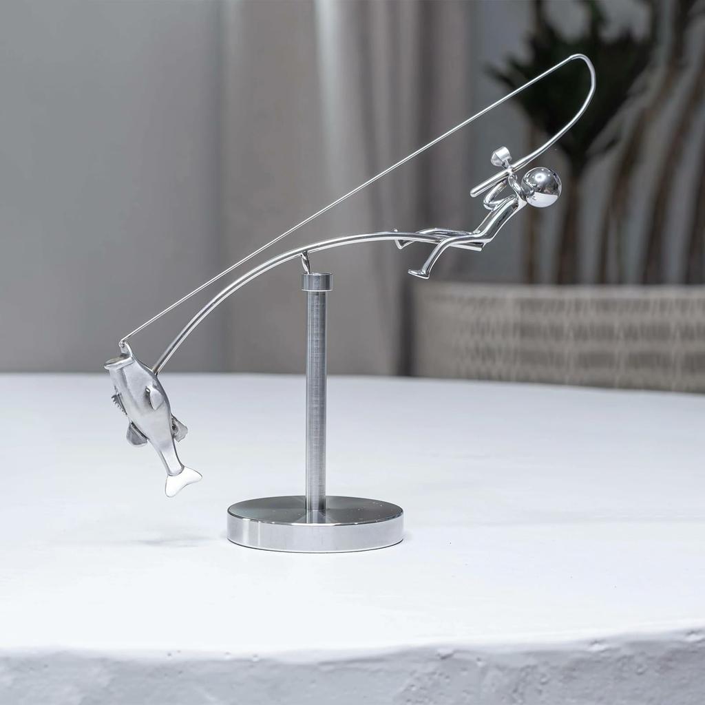 Fisherman Fishing Balance Artistic Crafts Home Decoration Display Model for Living Room/Study Room