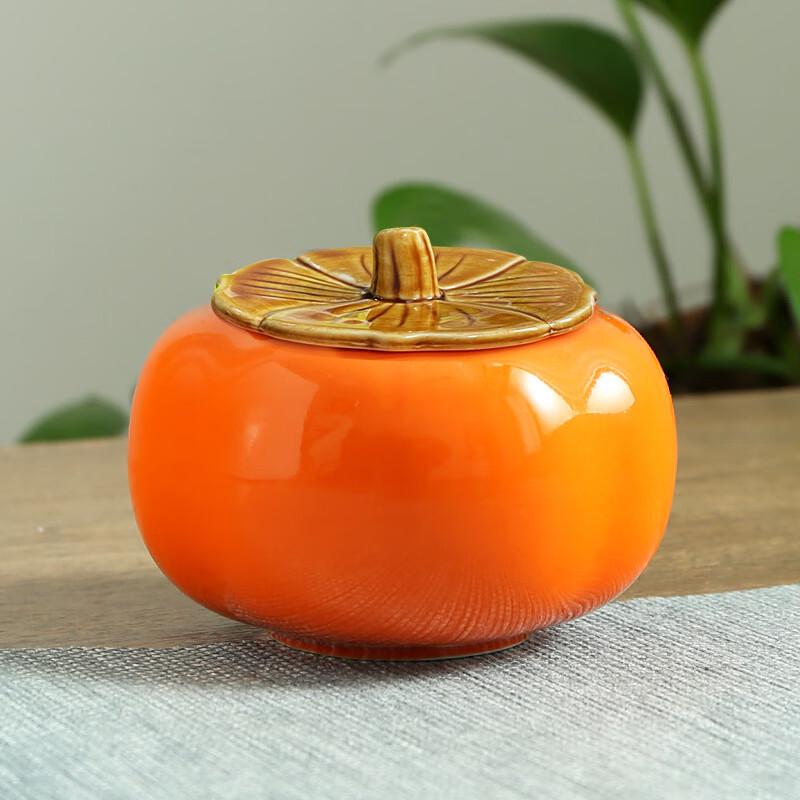 Small Ceramic Persimmon Tea Caddy