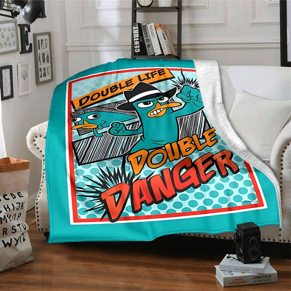 1pc Phineas and Ferb3 Blanket, Gift, for Men and Women, Soft Blanket, Good for Sofa Bed Couch Travel, Lightweight Flannel Blanket