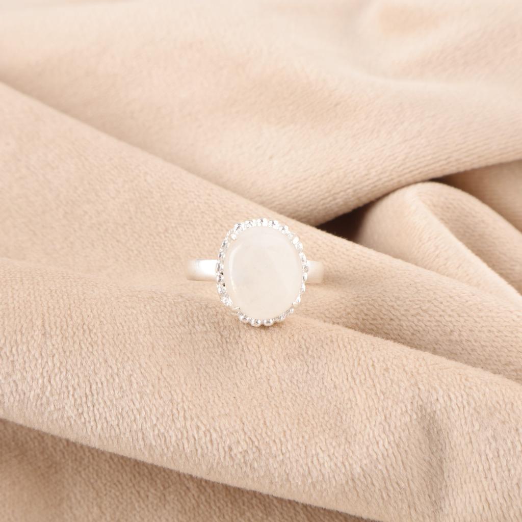Natural Rainbow Moonstone Statement Friend Gift Ring Jewelry 925 Sterling Silver RR-28-52