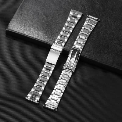 16-22mm Stainless Steel Watch Band Universal Strap Silver Folding Safety Buckle for Seiko Women Men Strap Watch Belt Accessories