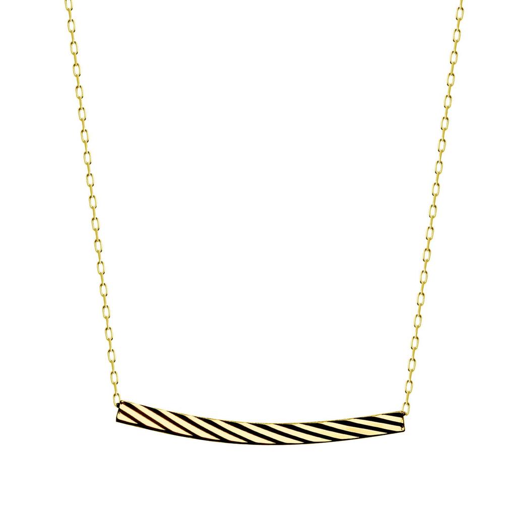 Lala Christie 18K Gold Bar Smile Design Necklace Women's (lp51-0028-yg)