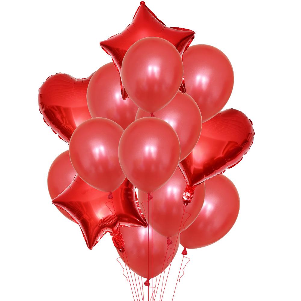 Champagne Gold Love Pentagram Aluminum Film Balloon Pearlescent Latex Balloon Combination Set