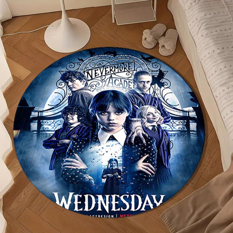 Wednes-day Gothic Round Rug for Livingroom,Bedroom, Palyroom, Chair Rug, Area Rug, Circle Carpet, Large Size Fan Christmas Gift
