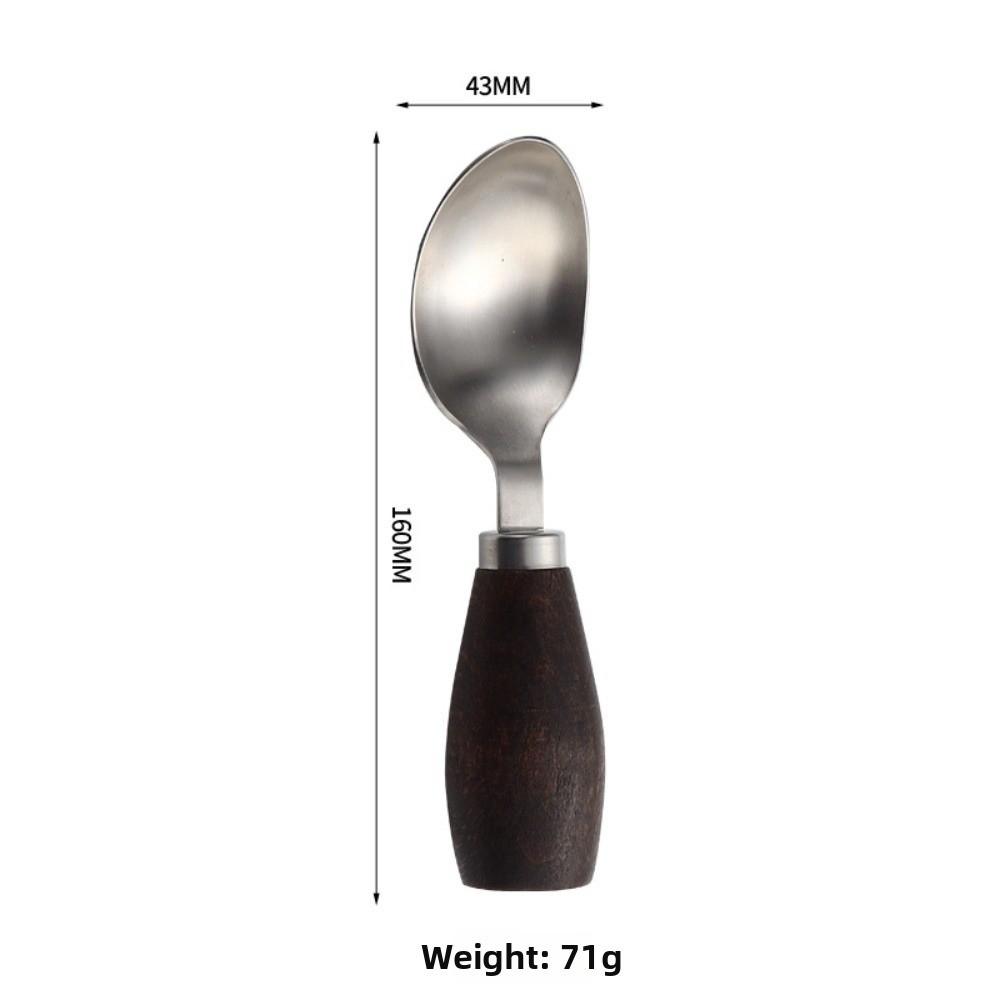 304 Stainless Steel Wooden Handle Spoon Standing Wood Handle Fork New Kids Soup Spoon Kitchen Tool