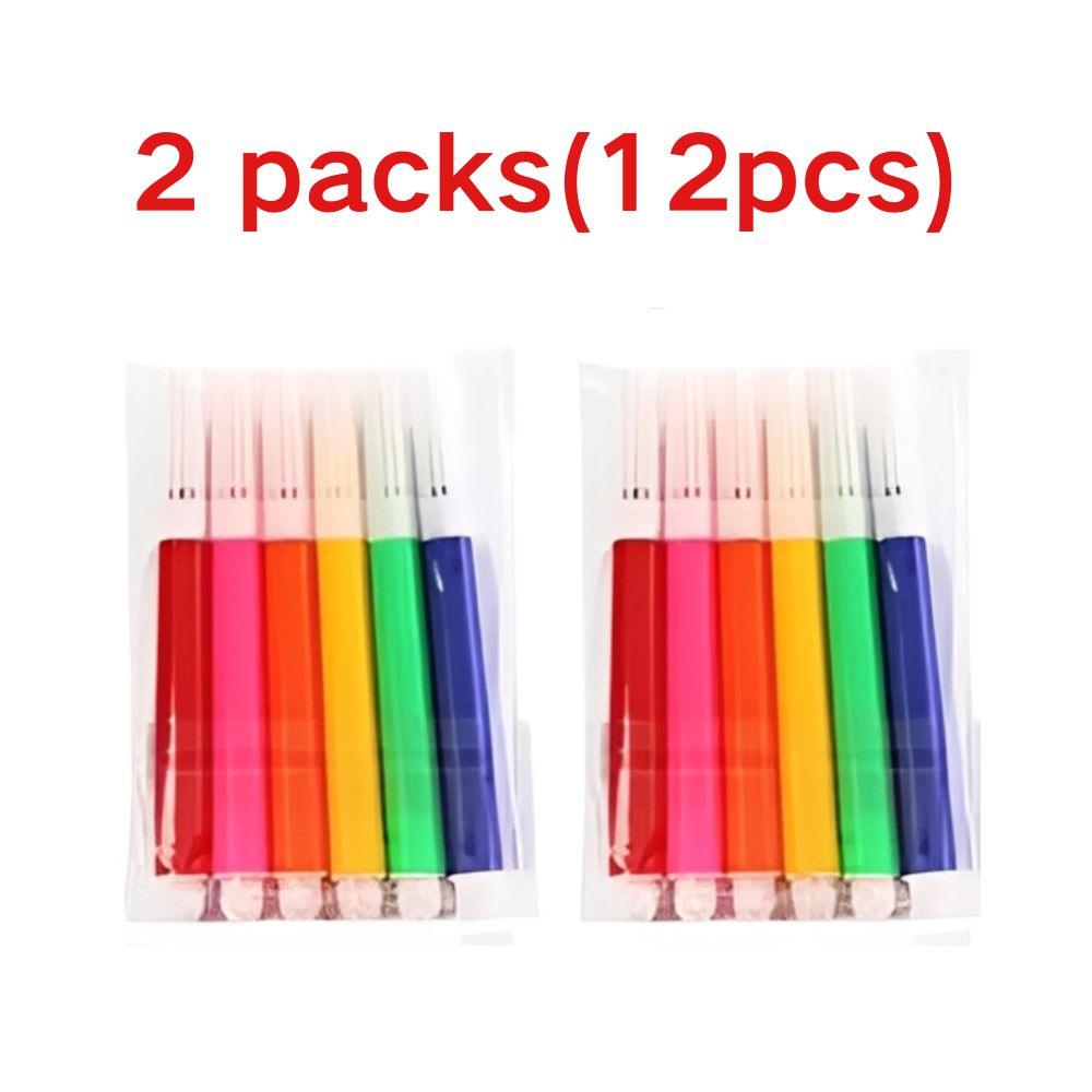 

2/7 Packs 6 Colors Washable Coloring Pens Set, Easy Grip Art Markers, Non-Toxic Watercolor Drawing Pens for School Crafts YMY