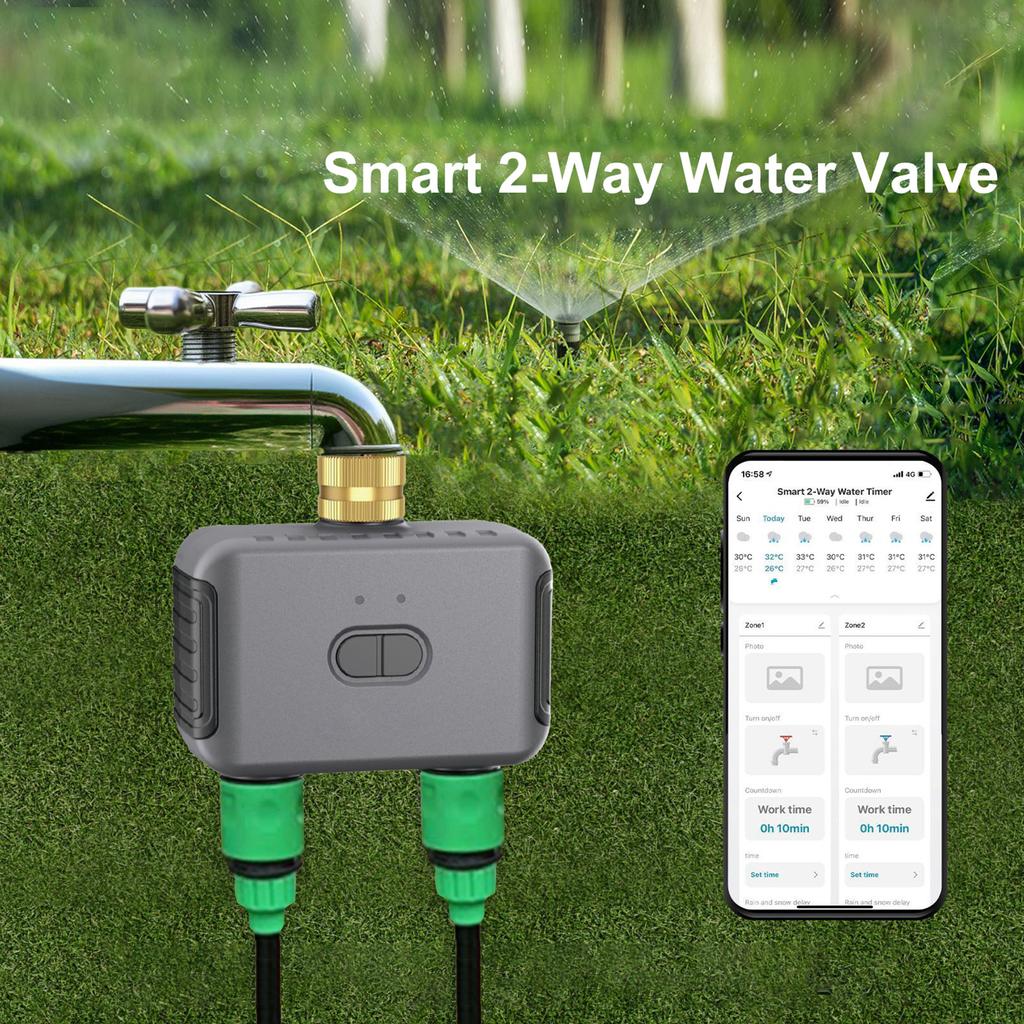 BT Irrigation Timer Double Outlet Water Valve for Garden Lawns and Yard Watering System Control EU