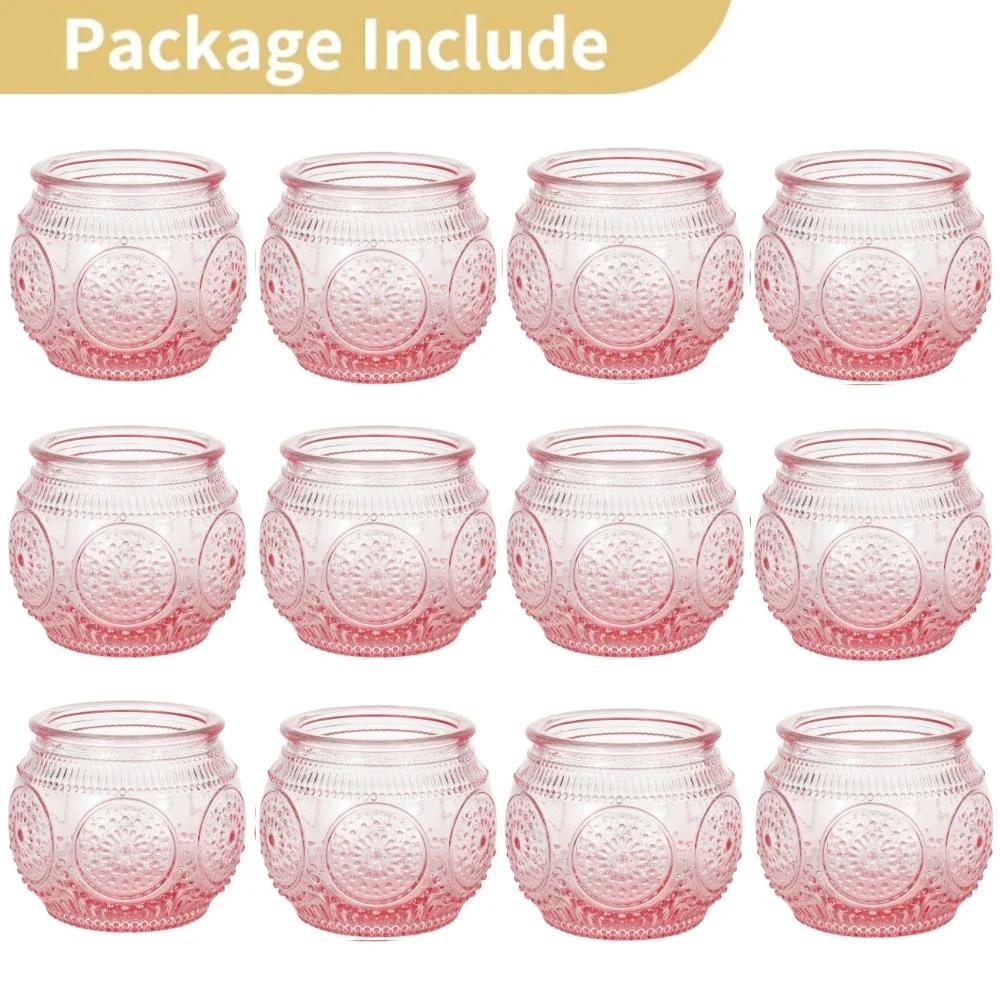 6/12Pcs Votive Glass Candle Holders Wedding Centerpieces Table Decoration LED Candle Tea Light Candlestick for Party Decorations