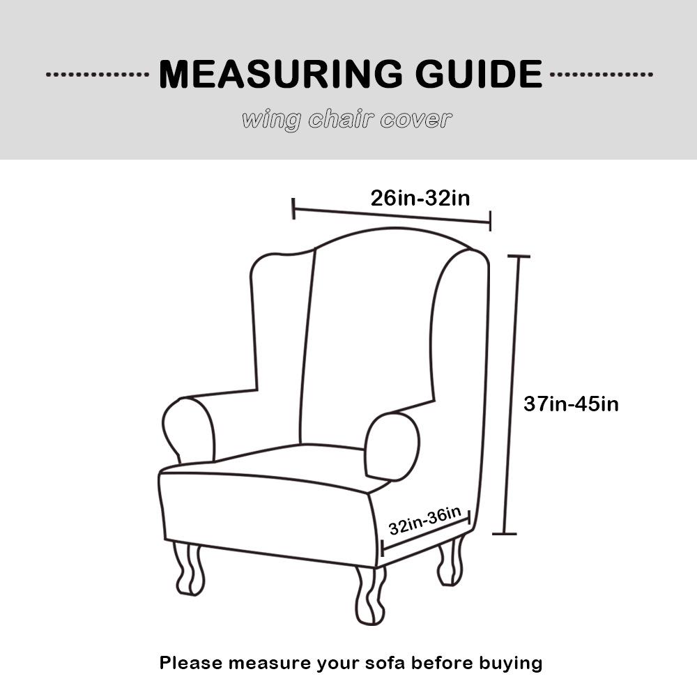 Wing Chair Slipcover Stoelhoezen voor Wingback Stoelhoezen Slipcovers 1 Stuk Stretch Sofahoes Meubelbeschermer Spandex Jacquard Geruit Patroon